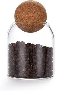 550ML/18Oz round cork glass bottle sealed jar nut storage jar coffee bean jar round transparent | Amazon (US)