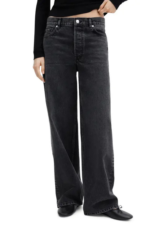 MANGO High Waist Wide Leg Jeans in Black Denim at Nordstrom, Size 1 | Nordstrom