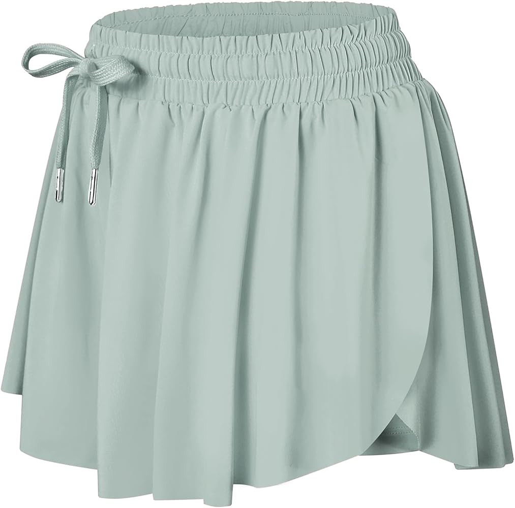 Wsirmet Flowy Shorts for Women Butterfly Shorts 2 in 1 Athletic Workout Gym Biker Running Shorts ... | Amazon (US)