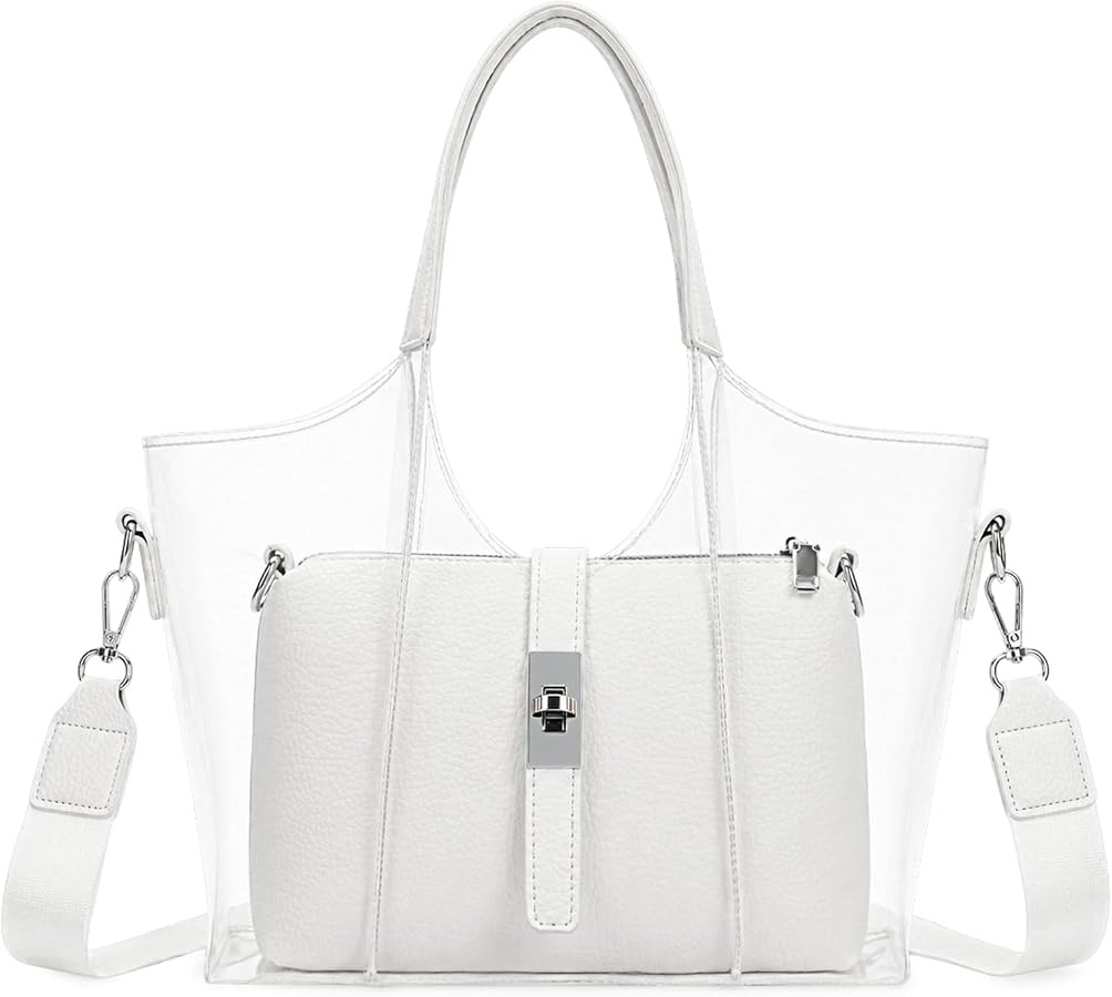 Clear Bag for Stadium Events, Clear Tote Bag Clear Purse Shoulder Bag for Women for Concerts Spor... | Amazon (US)