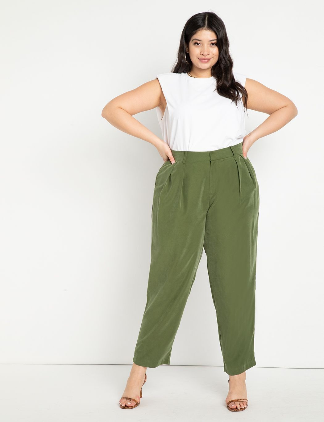 Pleated Ankle Length Trouser | Eloquii