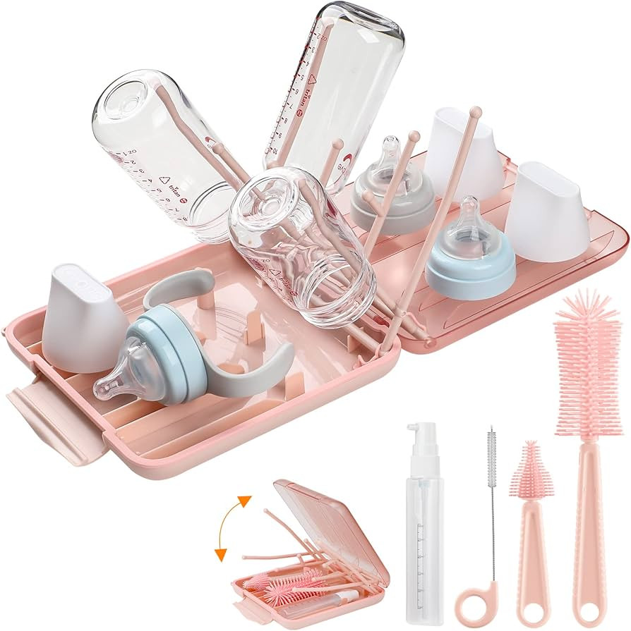 6 in 1 Bottle Cleaning Brush Set with Silicone Bottle Brush, Nipple Brush, Straw Brush, Soap Disp... | Amazon (US)