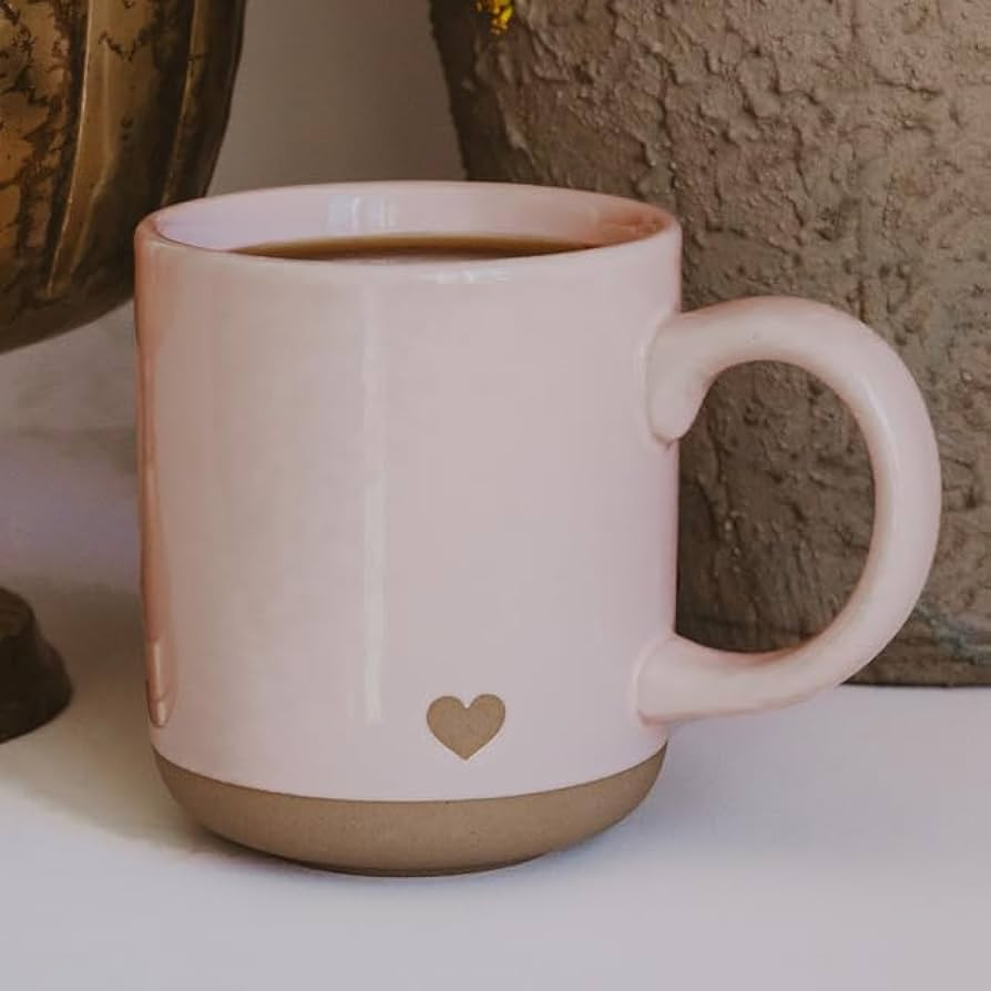 Sweet Water Decor Pink Heart Coffee Mug, 14oz Stoneware Cup with Handle for Hot Cocoa, Tea & Cide... | Amazon (US)
