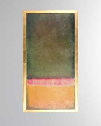 Framed abstract giclee wall art with orange and green brushstrokes