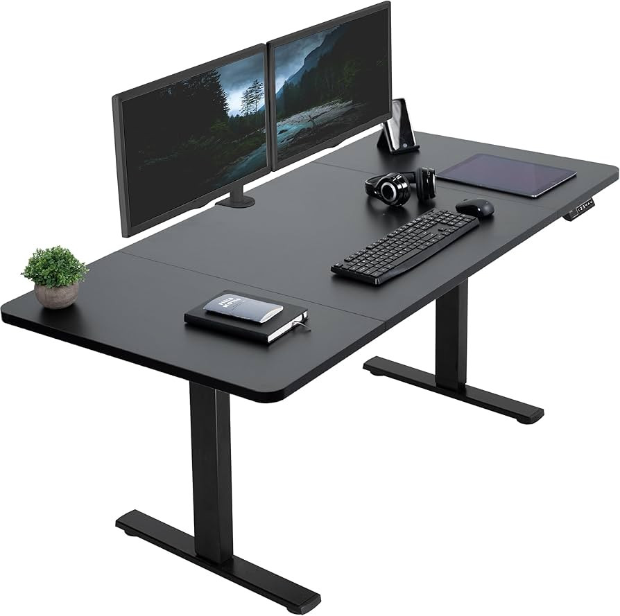 VIVO Electric Height Adjustable 60 x 30 inch Memory Stand Up Desk, Black Table Top, Black Frame, ... | Amazon (US)