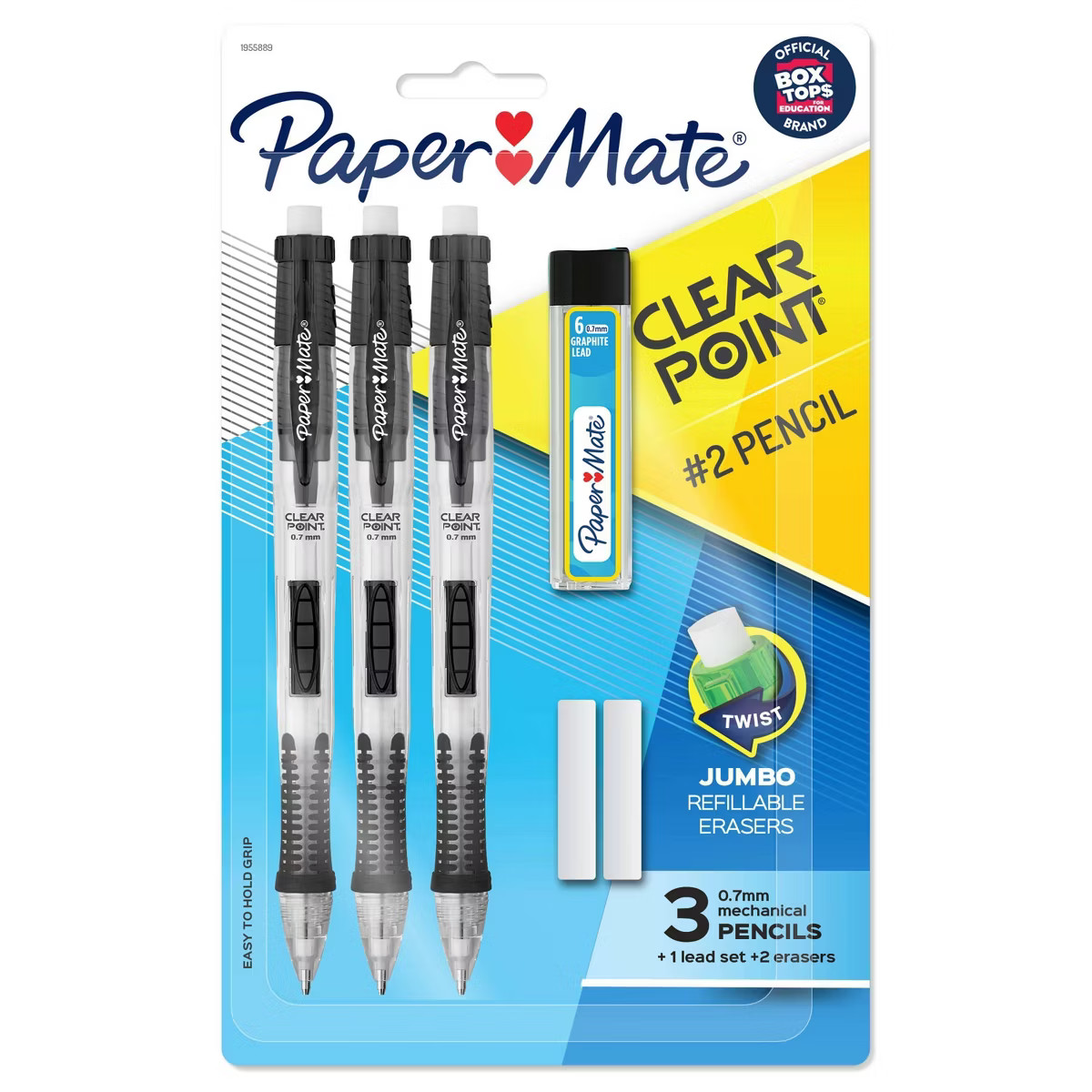 Paper Mate Clear Point 3pk #2 Mechanical Pencils with Eraser & Refill 0.7mm Black: Led Pencils, R... | Target