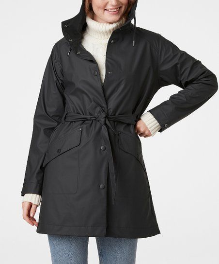 Black Tie-Waist Kirkwall Raincoat - Women | Zulily