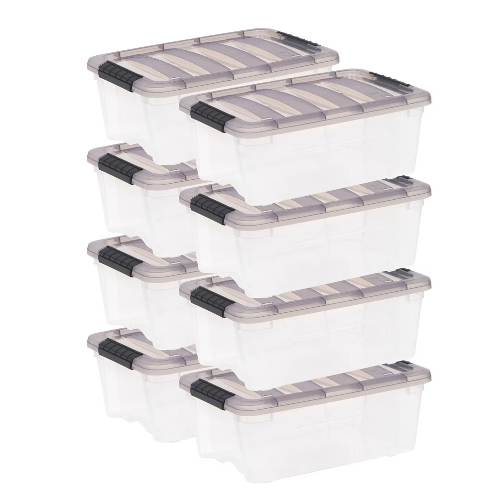 IRIS 12.95qt 8pk Stack and Pull Plastic Storage Bin | Target