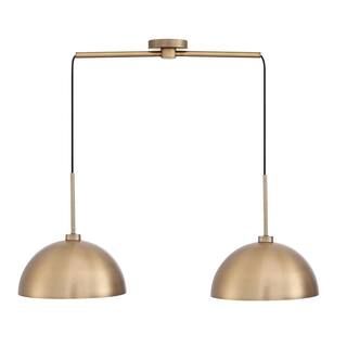 Percy Modern 2-Light Vintage Brass Pendant Island Light Fixture with Gold Metal Shade and Adjusta... | The Home Depot