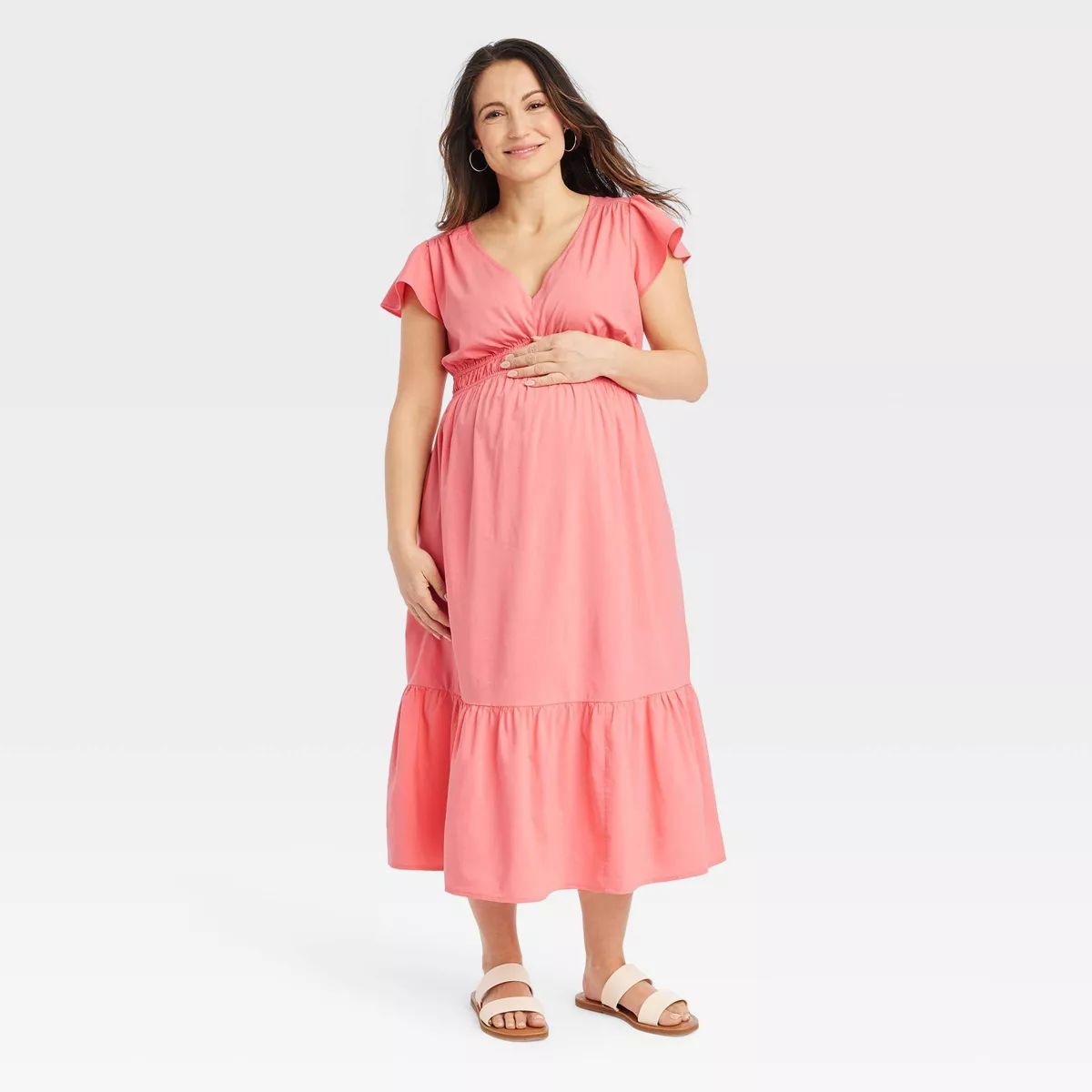 Flutter Sleeve Short Woven Maternity Dress - Isabel Maternity by Ingrid & Isabel™ | Target