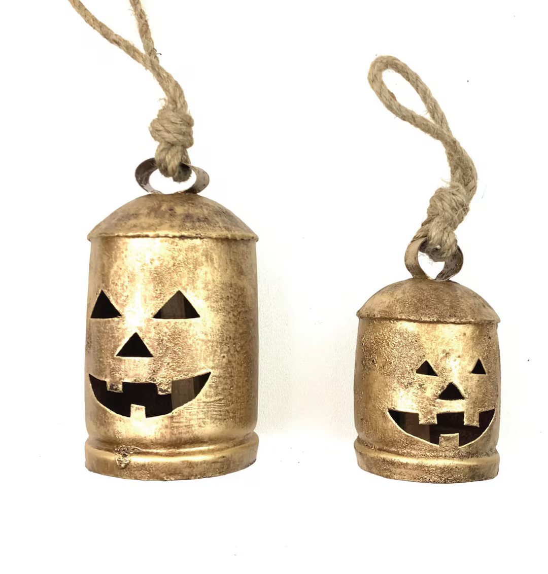 Halloween Gold Metal Pumpkin Bells - Etsy | Etsy (US)