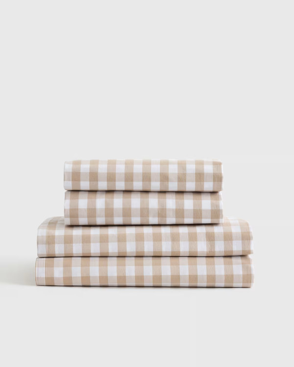Organic Crisp Percale Gingham Sheet Set