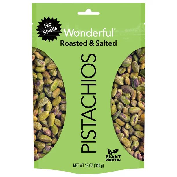 Wonderful Pistachios No Shell Roasted & Salted, 12 Oz Resealable Pouch - Walmart.com | Walmart (US)