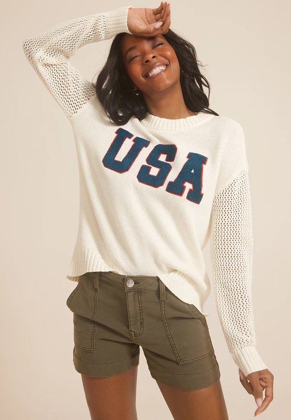USA Chenille Patch Sweater | Maurices