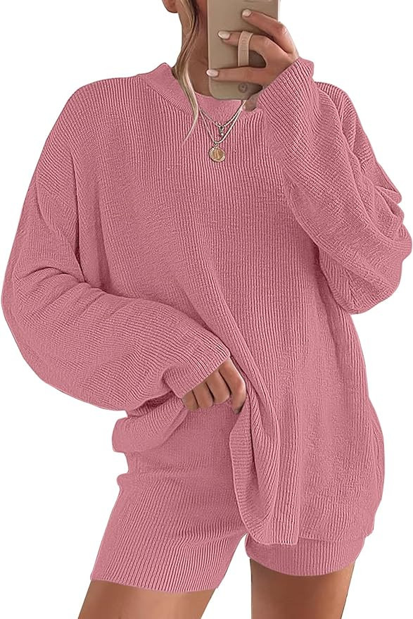 ANRABESS 2 Piece Outfits For Women 2024 Spring Lounge Matching Loungewear Sets Oversized Sweater ... | Amazon (US)