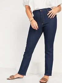 High-Waisted Dark Wash Straight-Leg Jeans for Women | Old Navy (US)