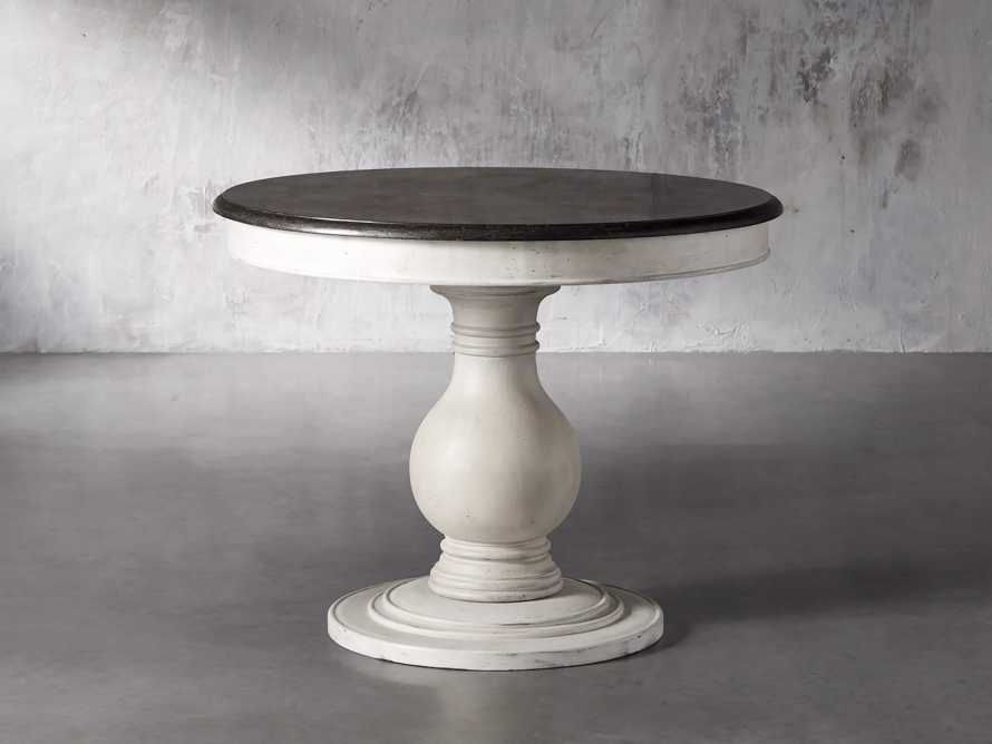 Luca 39"" Round Pedestal Dining Table With Bluestone Top In Rustic White | Arhaus