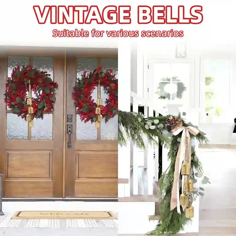 Vintage Gold Brass Bells with Jute Hanging Rope Christmas Tree Decor Lucky Cow Decorative Wall Ha... | Walmart (US)