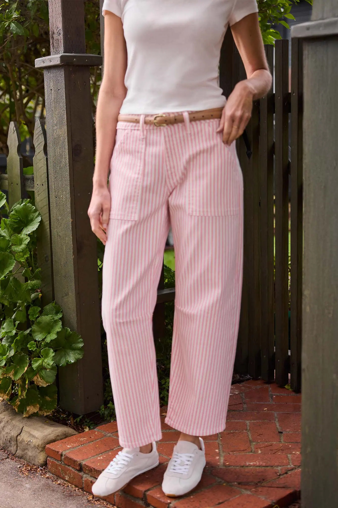 Alice Barrel Leg Pink Striped Jeans | Avara