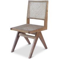 Privatefloor - Wooden Dining Chair - Boho Bali Design - Breya Natural Rattan, Teka, Rattan - Natural | ManoMano UK