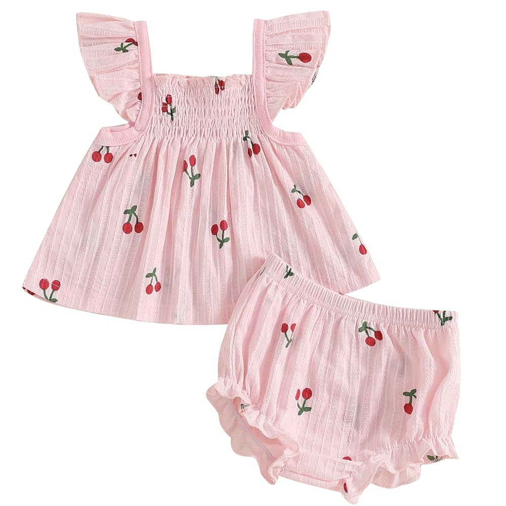 Mubineo Baby Girl Summer Clothes Cute Ruffle Tops Dress Shorts Outfits Set Infant Toddler Shrit B... | Amazon (US)