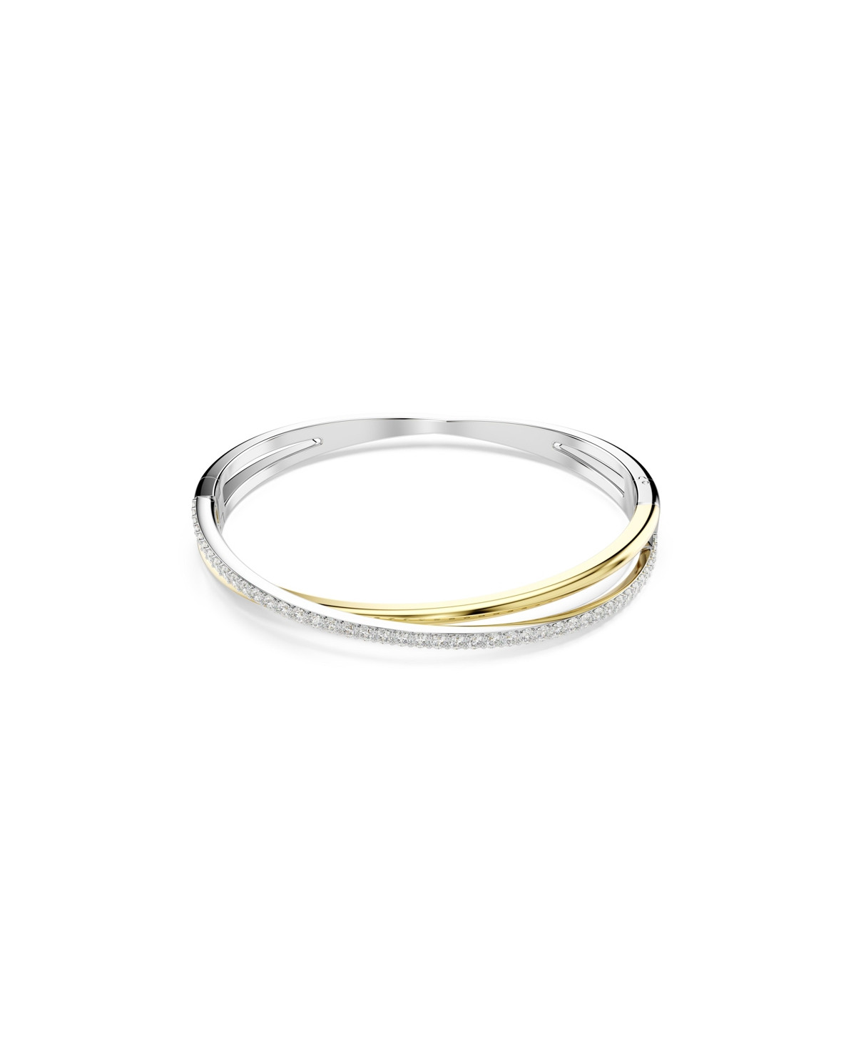 Swarovski Round Cut White Mixed Metal Finish Hyperbola Bangle - Gold/Silver | Macy's