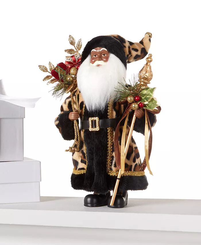 12" Black & Gold Gift Bag Santa, Created for Macy's | Macy's