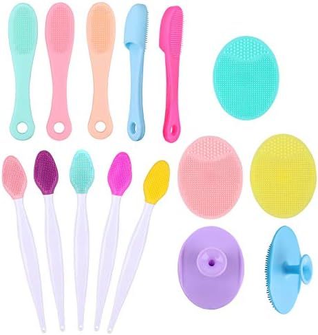 Yebeauty Silicone Facial Cleansing Brush Set of 15, 5pcs Face Scrubber, 5pcs Nose Blackhead Remover  | Amazon (US)
