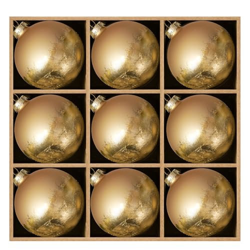 DN DECONATION Christmas Decorations Ball Ornaments Set of 9, Gold Matte Xmas Tree Hanging Ball with Foil Finish, Glass Christmas Ornaments for Holiday Decor & Party Winter Wedding Gifts | Amazon (US)