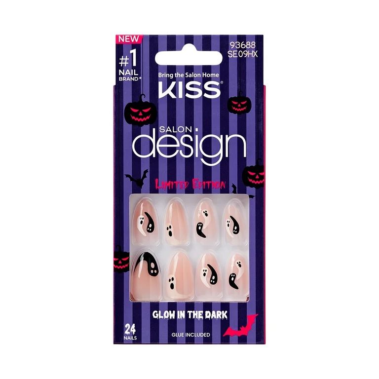 KISS Salon Design, Press-On Nails, Monster, Beige, Medium Almond, 24 Count | Walmart (US)