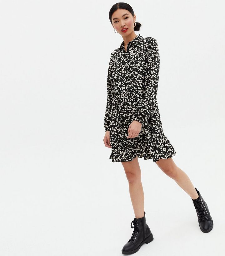 Black Leopard Print Button Front Shirt Smock Dress
						
						Add to Saved Items
						Remove f... | New Look (UK)