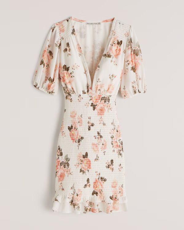Smocked Waist Mini Dress | Abercrombie & Fitch (US)
