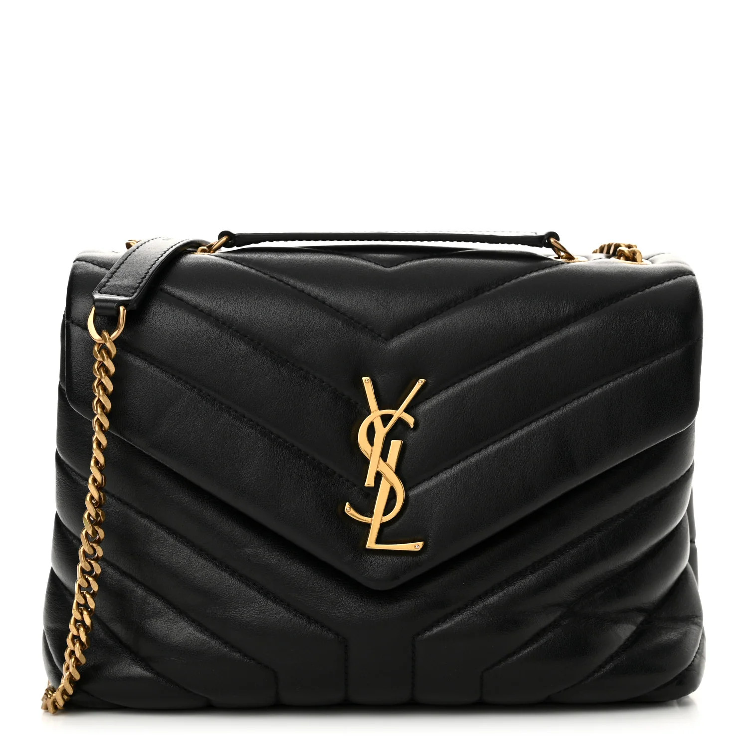Calfskin Y Quilted Monogram Small Loulou Chain Satchel Black | FASHIONPHILE (US)