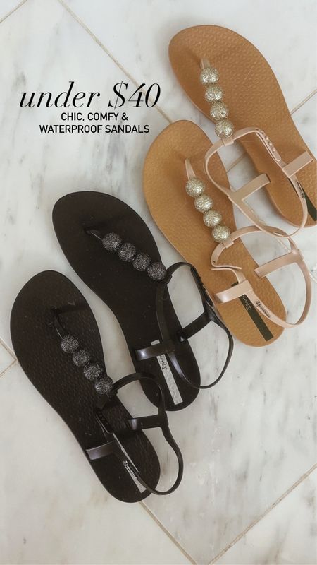 T-strap sandals under $40. They are comfy, chic and perfect for all your summer outfits. Look especially cute with pool & beach looks. 