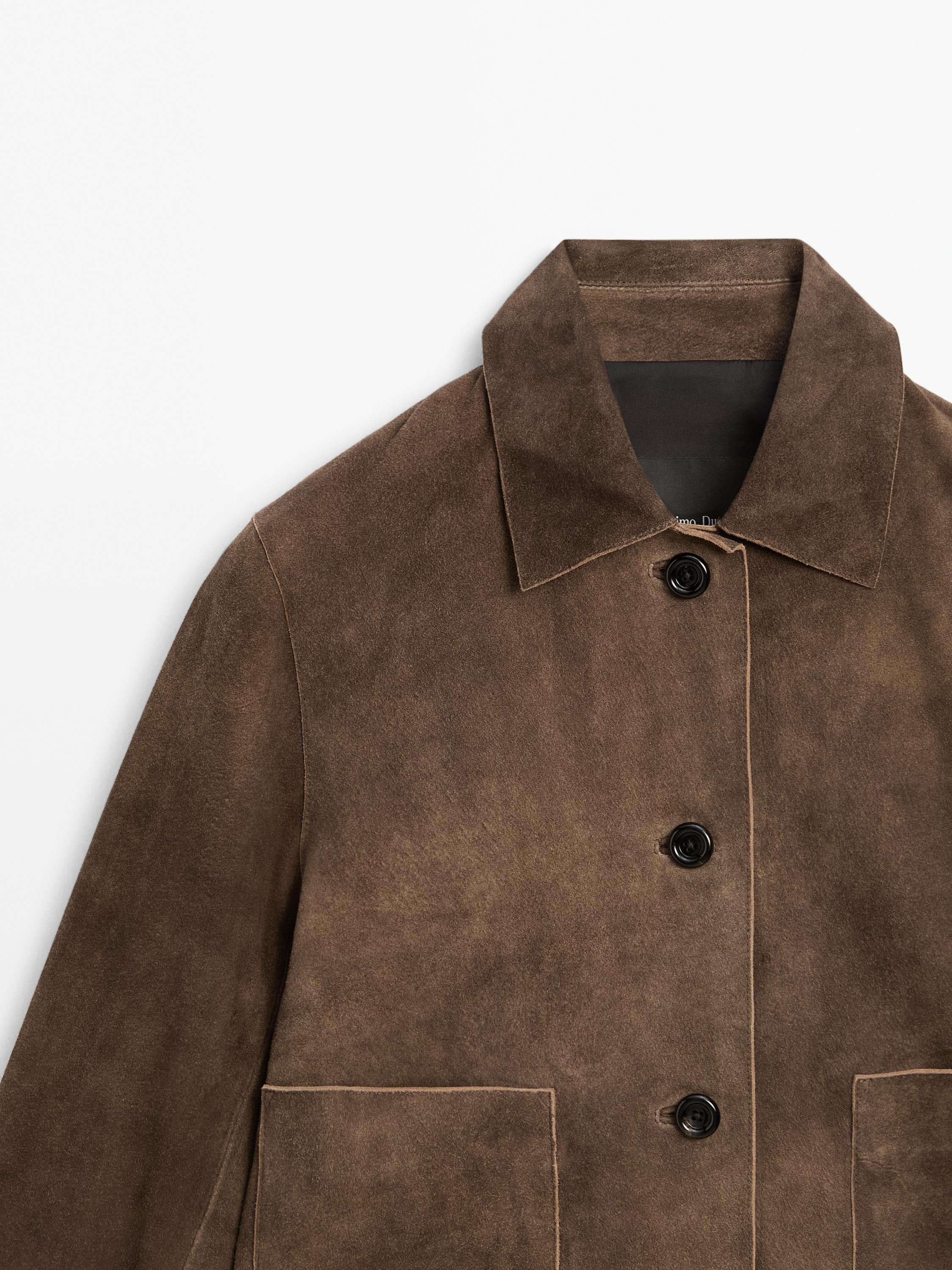 Short suede leather jacket with pocket details · Brown · Bags And Backpacks | Massimo Dutti | Massimo Dutti UK