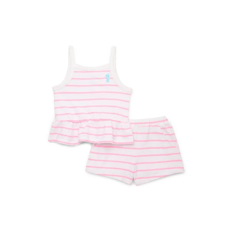 365 Kids from Garanimals Girls Peplum Tank Top and Shorts Outfit Set, 2-Piece, Sizes 4-10 | Walmart (US)