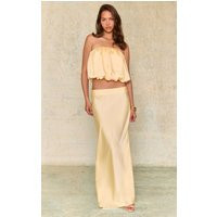 Butter Yellow Satin Maxi Skirt | PrettyLittleThing US