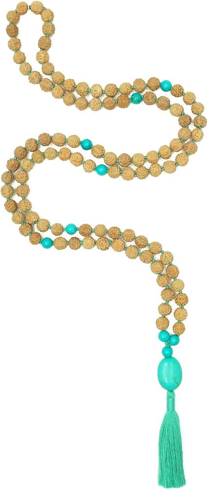 Meditation Rudraksha Malas with Stones, 108 Beads 7mm (Turquoise Magnasite (Dyed)) | Amazon (US)