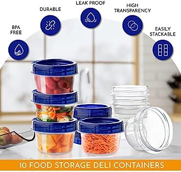 [16 Oz 10 Pack] Twist Top Food Soup Storage Containers with Screw On Lids Reusable Plastic Freeze... | Amazon (US)