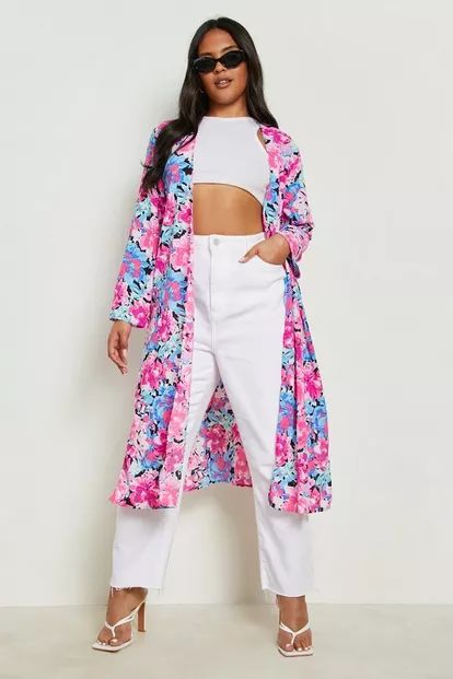Plus Floral Woven Midi Kimono | Boohoo.com (UK & IE)