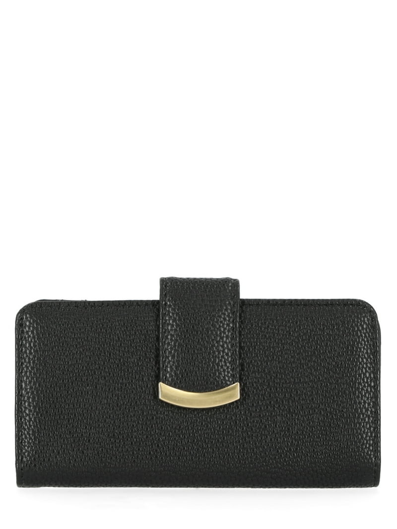 Time and Tru Women's Alexandra Slim Tab Wallet, Black | Walmart (US)