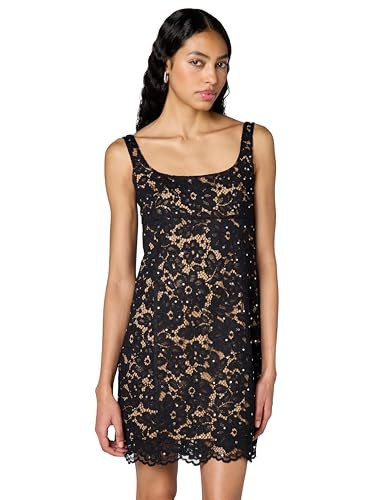 Michael Kors Women's Lace Square Neck Mini Dress, Black, 0 | Amazon (US)