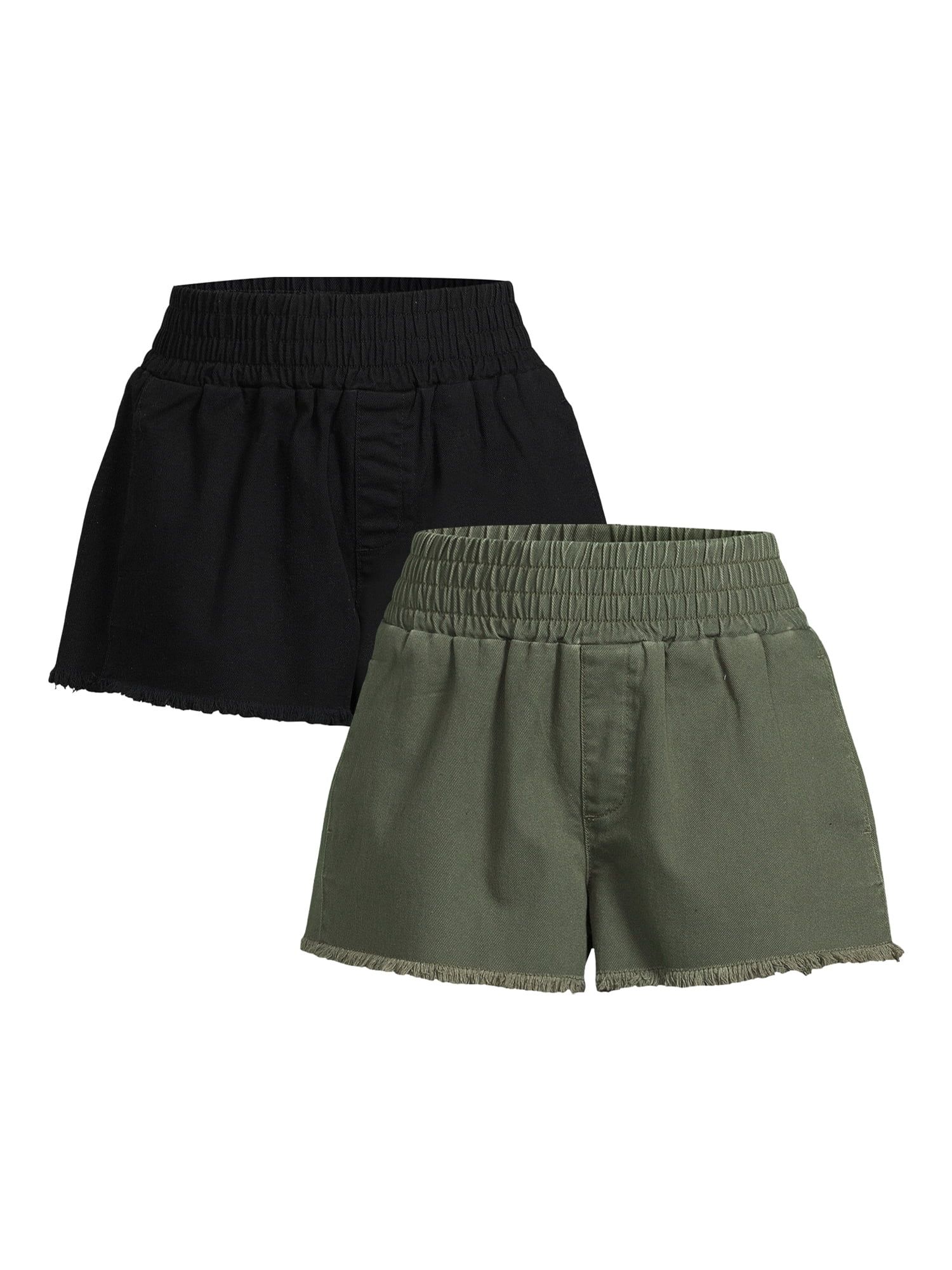 No Boundaries Juniors Smocked Waist Cotton Shorts, 2-Pack | Walmart (US)