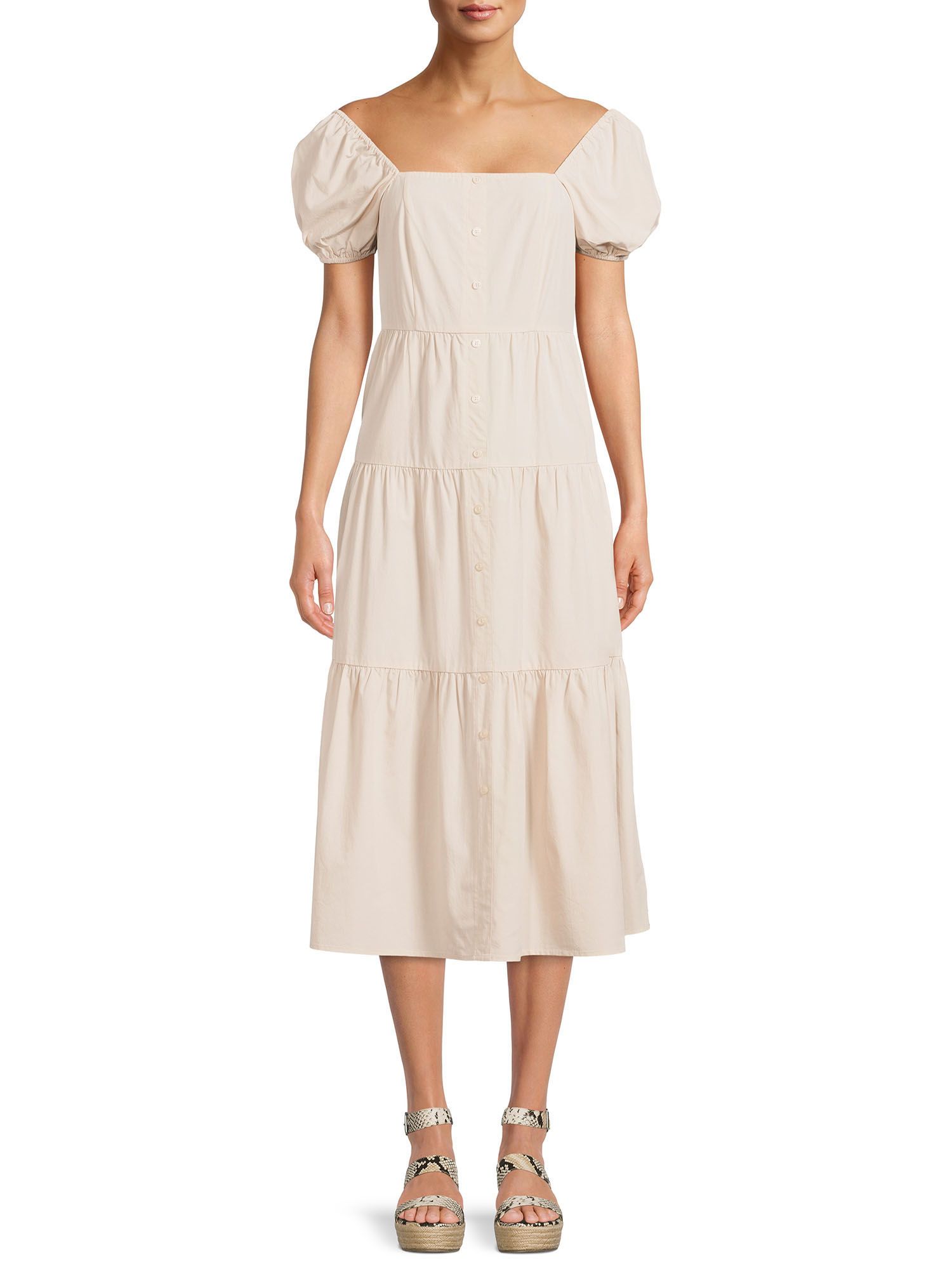 Time and Tru Women's Off Shoulder Dress | Walmart (US)