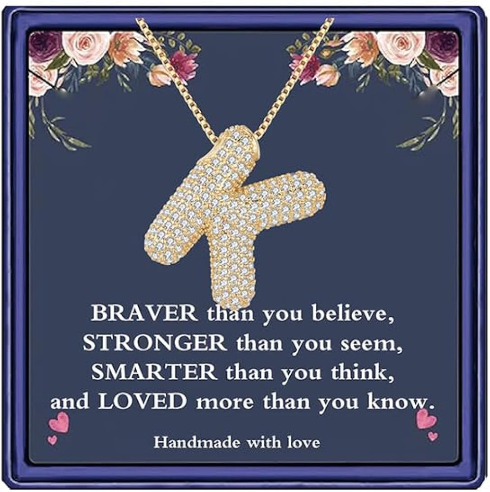 Bubble Letter Necklace For Women,Dainty Balloon Initial Necklaces 18k Gold Plated Chain Pendant A... | Amazon (US)