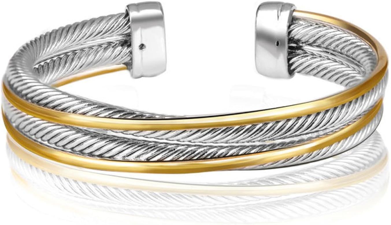 UNY Vintage fashion Twisted Cable wire bracelet new Antique design Elegant Unique Retro Cuff Brac... | Amazon (US)