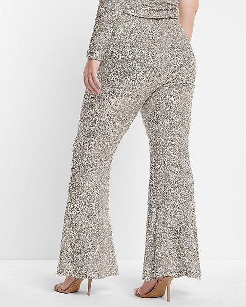 Super High Waisted Sequin Flare Pant | Express