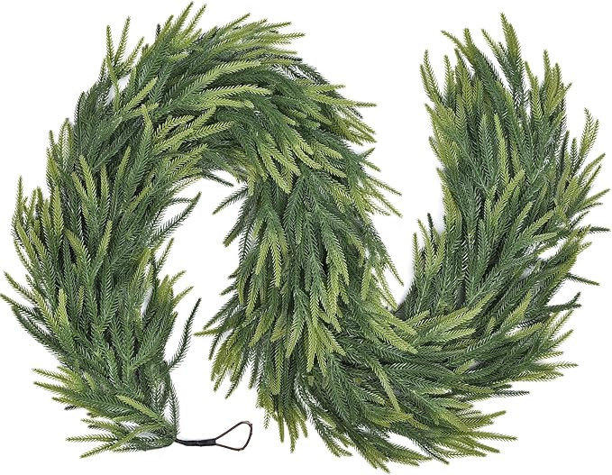 Christmas Norfolk Pine Garland, 6ft Artificial Pine Greenery Garland for Mantle Fireplace Stairs ... | Amazon (US)