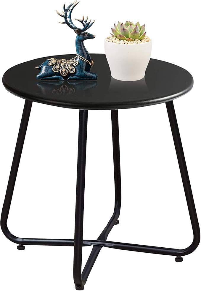 SUNYPLAY Patio Side Table, Small Round Metal Side Table Outdoor, Weather-Resistant End Table… | Amazon (US)
