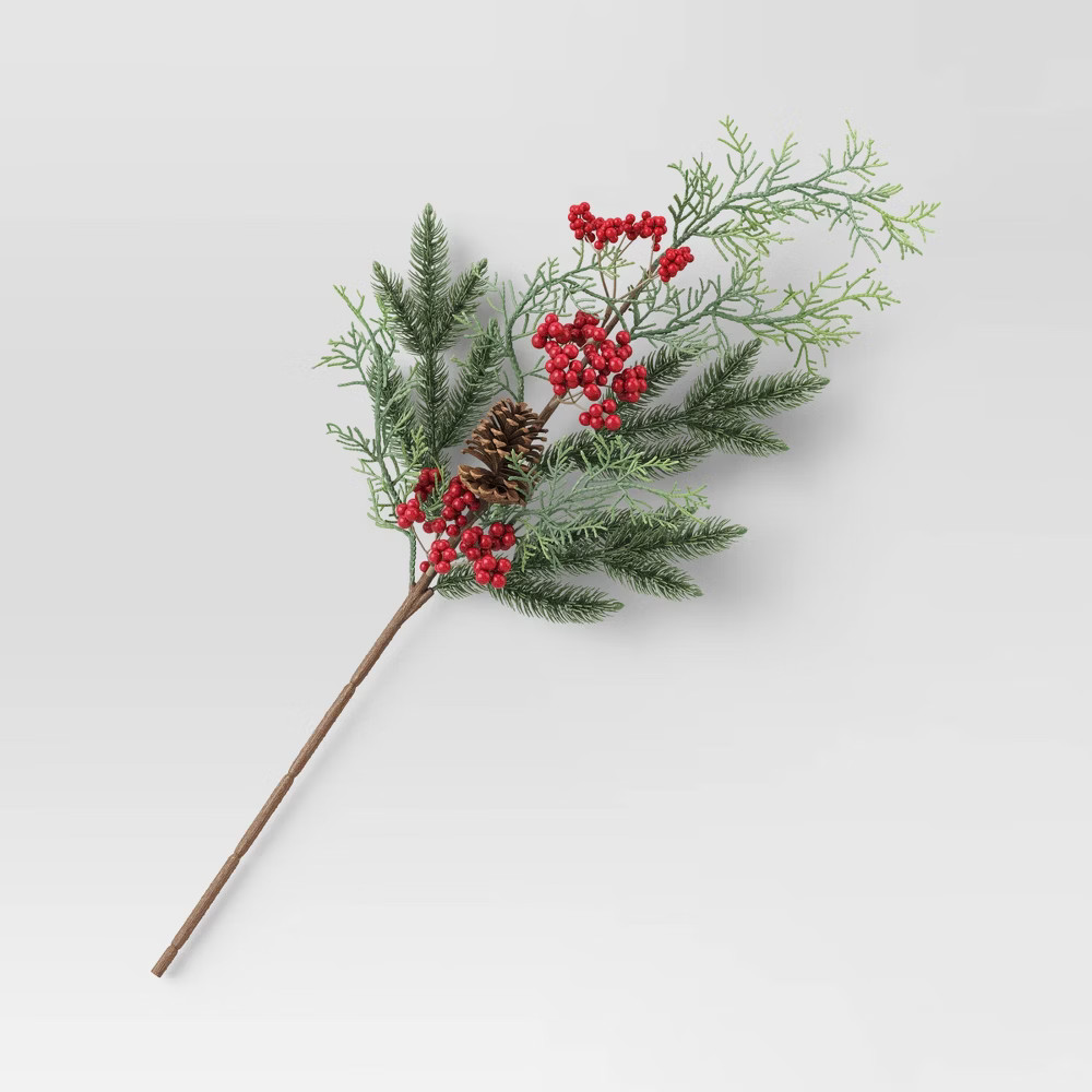Pine and Red Berry Stem Arrangement - Threshold | Target
